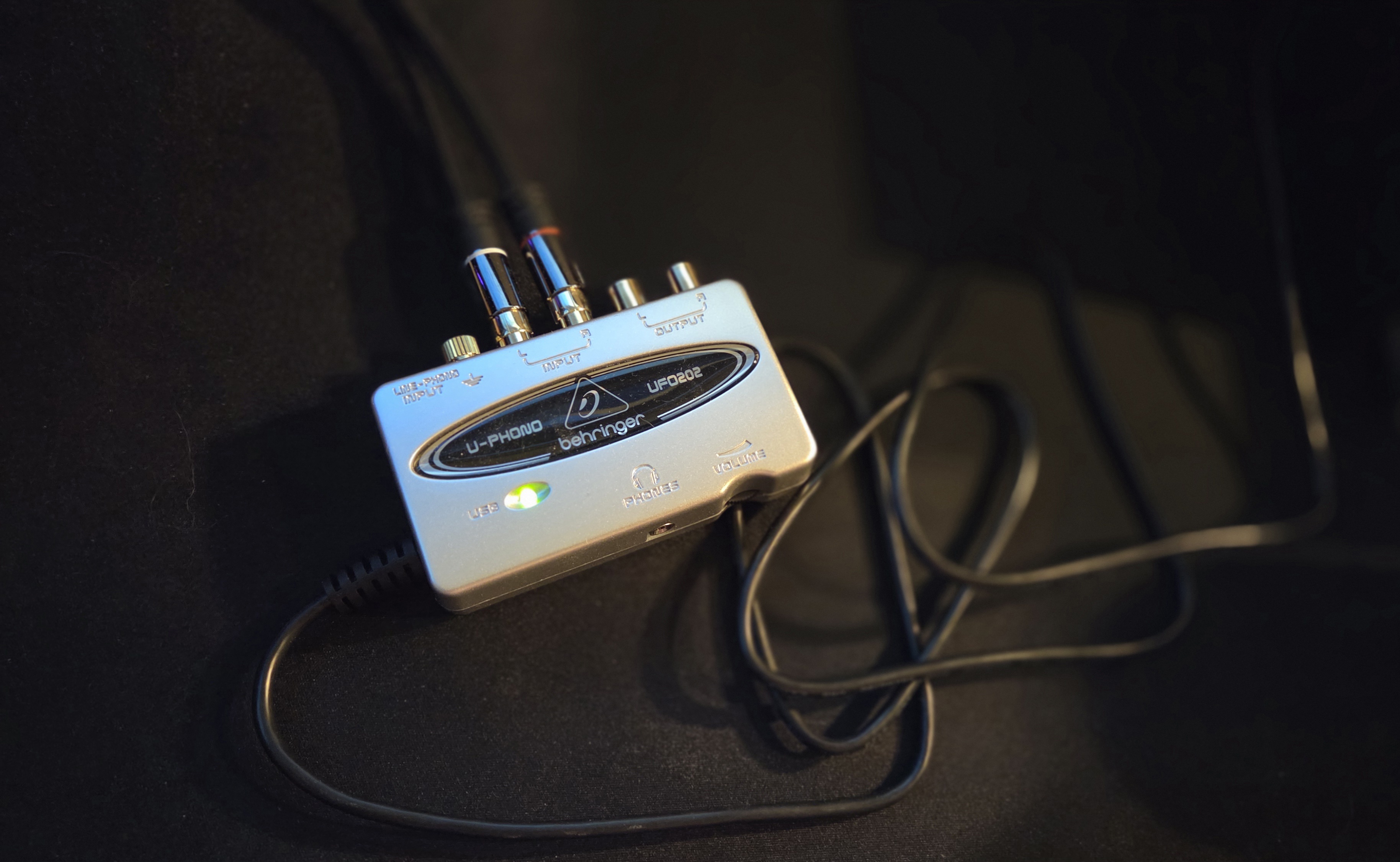 behringer with the cords plugged in